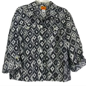 Ruby Rd. Women's Aztec/ Abstract Print Lightweight Jacket/Top Size 16